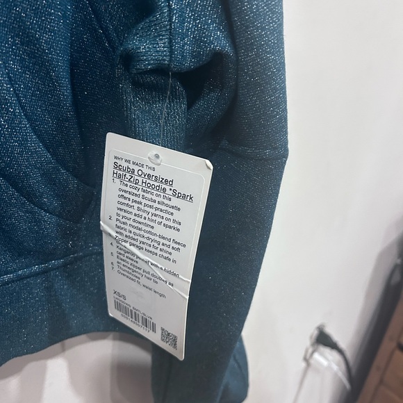 NWT Lululemon Sparkly Green Half-Zip Scuba Hoodie in Spark Special Edition XS/S - Picture 7 of 8